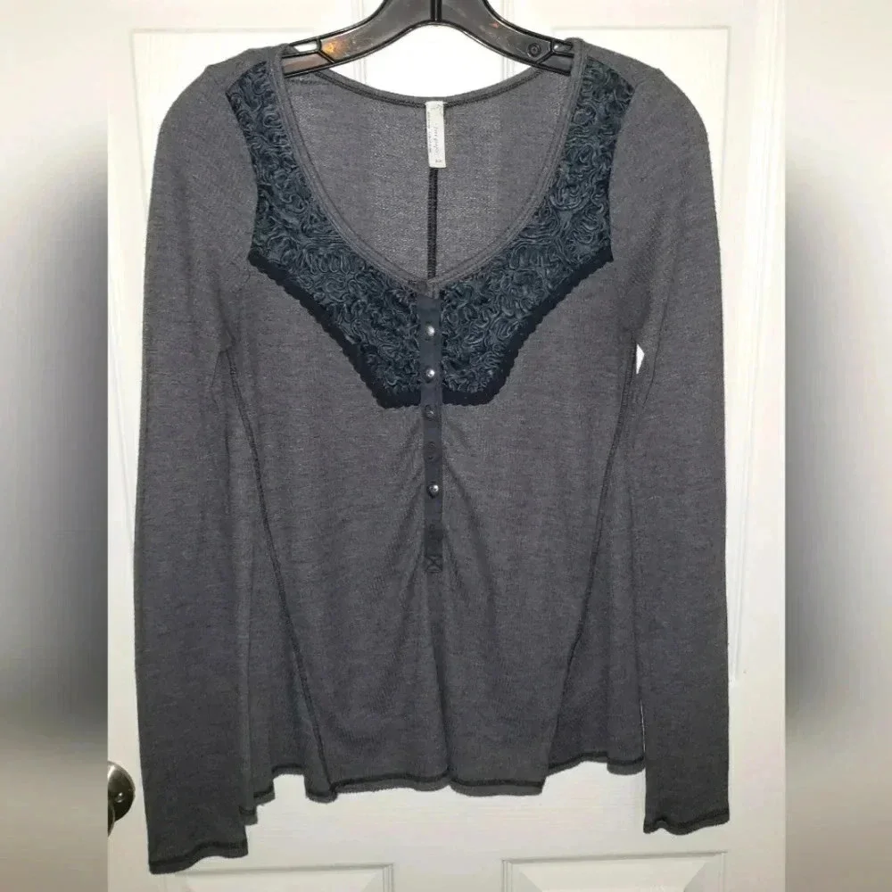 Free People | Diego, Waffle Knit, Button-up, Henley, Sweater